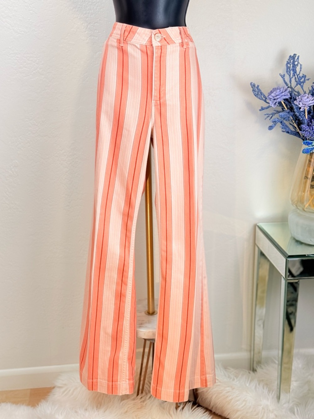 PAIGE Leenah High Rise Wide Leg Sunset Retro Stripe Size 30
